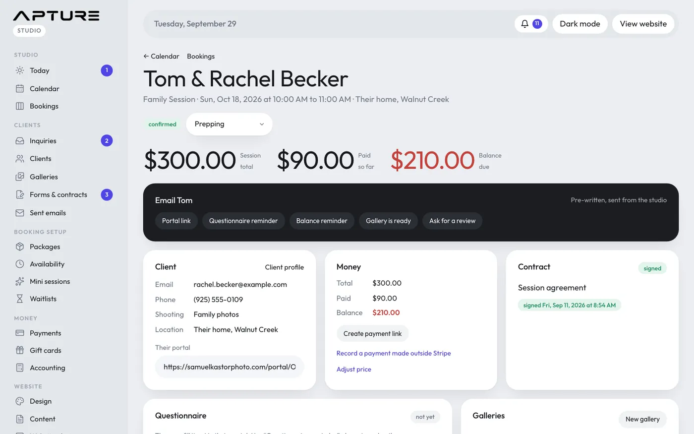 A booking's page.