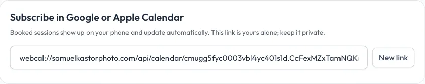 The calendar link in Availability > Calendar connections.