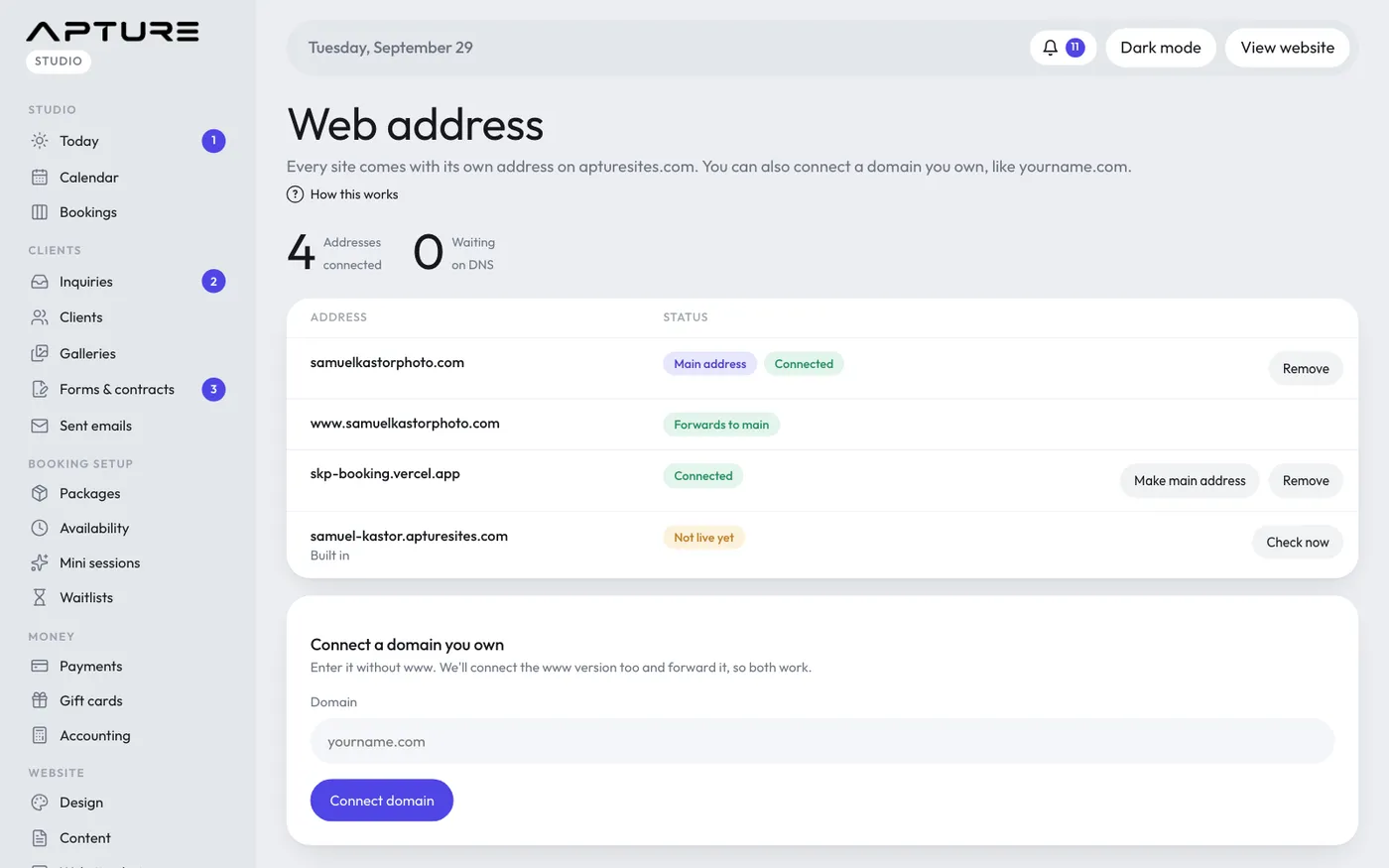 Website > Web address.