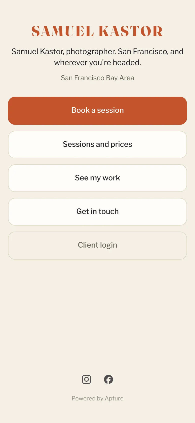 The link-in-bio page on a phone.