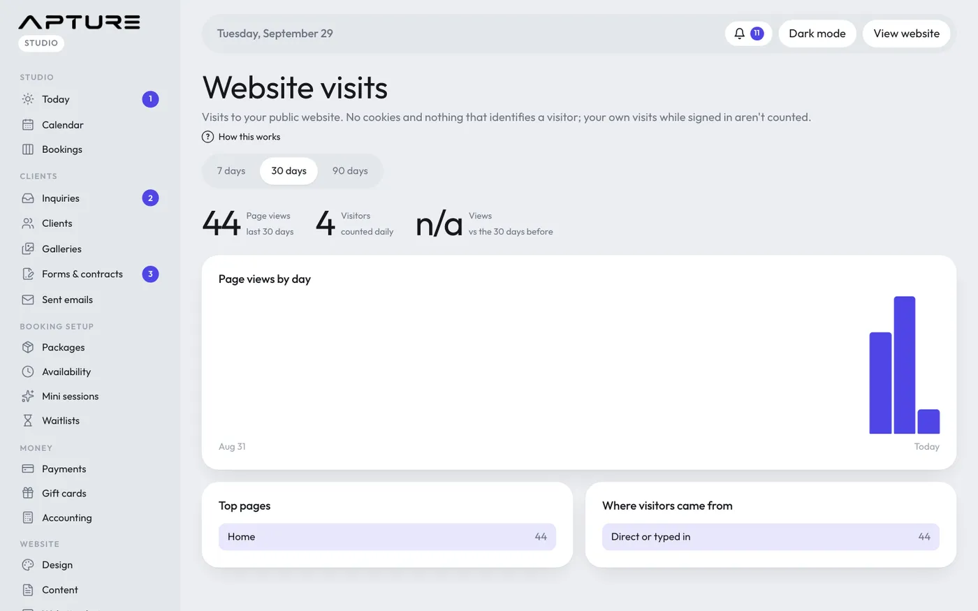 Website > Website visits.
