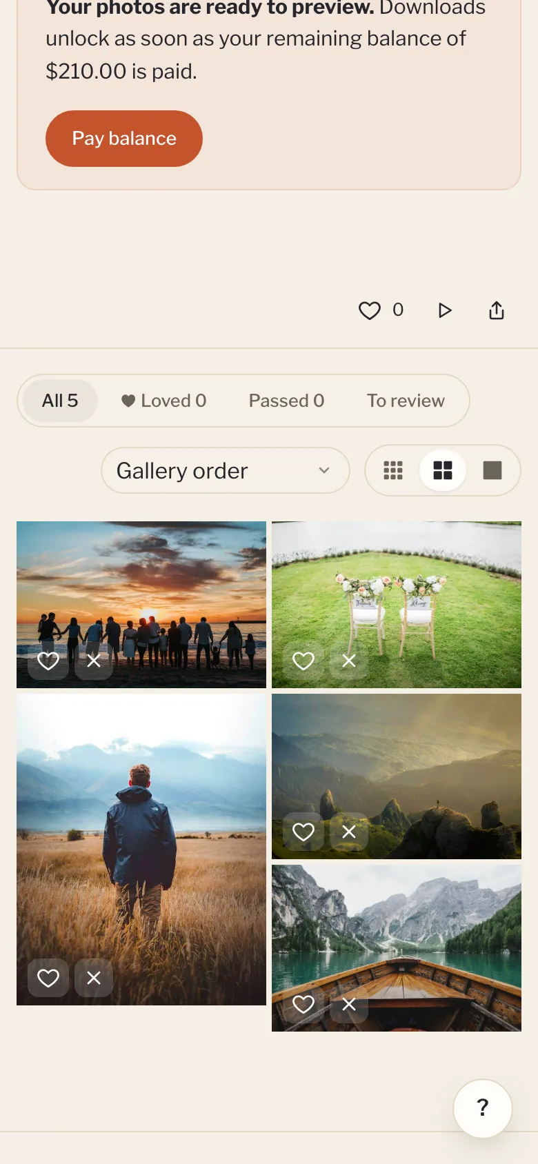 A gallery on a phone, as your clients see it.