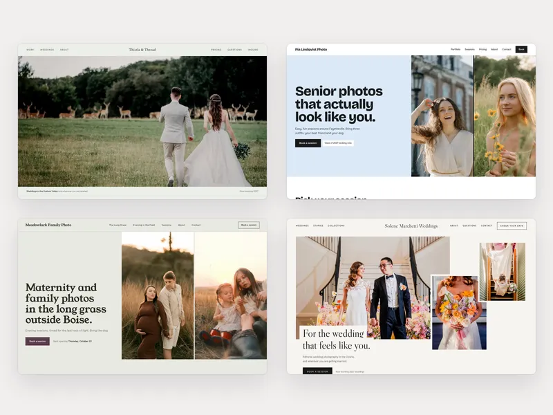 Four studio websites made with Apture, each in a different design